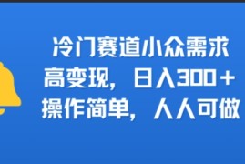 冷门赛道小众需求，高变现，日入3张 ，操作简单，人人可做