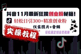 抖音11月最新狂揽创业粉秘籍，轻松日引300 精准创业粉，仅需图片 音频，轻松搞定创业类视频