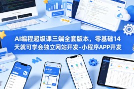 AI编程超级课三端全套版本，零基础14天就可学会独立网站开发-小程序APP开发