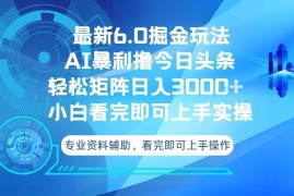（13500期）今日头条最新6.0掘金玩法，轻松矩阵日入3000 