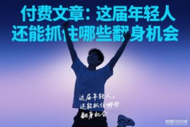 付费文章：这届年轻人，还能抓住哪些翻身机会