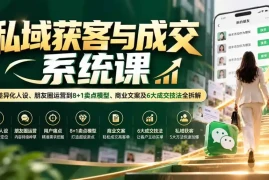 私域获客与成交系统课：从差异化人设、朋友圈运营到8 1卖点模型、商业文案及6大成交技法全拆解