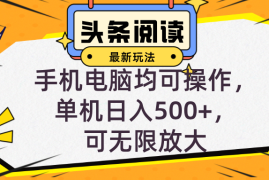 （12961期）头条最新玩法，全自动挂机阅读，小白轻松入手，手机电脑均可，单机日入…