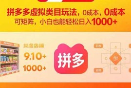 （15943期）拼多多虚拟类目玩法，0成本，可矩阵，小白也能轻松日入1000 