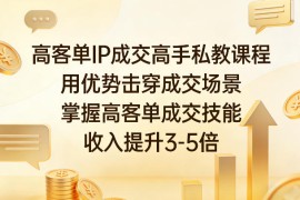高客单IP成交高手私教课程，用优势击穿成交场景，掌握高客单成交技能，收入提升3-5倍