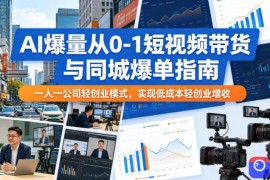 AI爆量从0-1短视频带货与同城爆单指南，一人一公司轻创业模式，实现低成本轻创业增收