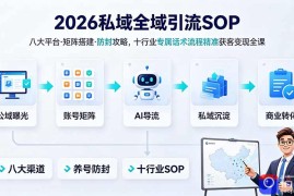 2026私域全域引流SOP｜八大平台·矩阵搭建·防封攻略，十行业专属话术流程精准获客变现全课