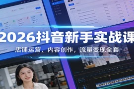 2026抖音新手实战课：店铺运营，内容创作，流量变现全套