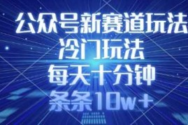 公众号新赛道玩法，冷门玩法，每天十分钟，条条10w 
