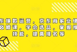 京东爆款运营，京东商家业绩增长必修课，学会选品，掌握搜索技能，提高排名等