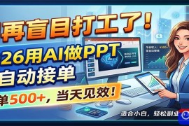 别再盲目打工了！2026用AI做PPT全自动接单，一单5张 ，当天见效！