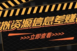 利用信息差操作虚拟资源，0基础小白也能操作，每天轻松收益50-100 