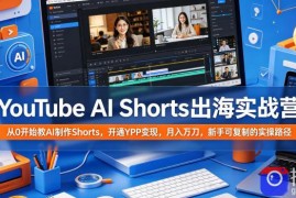 YouTube AI Shorts出海实战营，从0开始教AI制作Shorts，开通YPP变现，月入万刀，新手可复制的实操路径