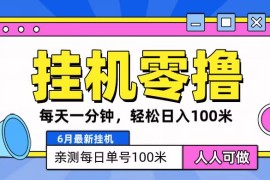 6月最新零撸挂机，每天一分钟，轻松100 
