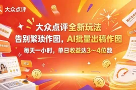 大众点评全新玩法，不用繁琐作图，AI 批量出稿作图，每天一小时，单日收益达 3～4 位数