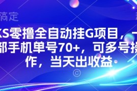 KS零撸全自动挂G项目，一部手机单号70 ，可多号操作，当天出收益【揭秘】