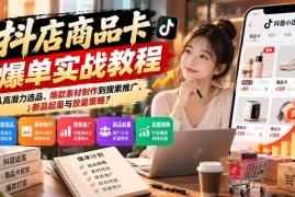 抖店商品卡爆单实战教程：从高潜力选品、爆款素材制作到搜索推广、新品起量与放量策略