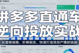 拼多多直通车逆向投放实战：托管精细推，阶梯裂变，快速打造高投产爆款链接