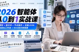 2026智能体从0到1实战课｜大模型 提示词 节点插件 变量JSON 自动化工作流 RAG知识库搭建