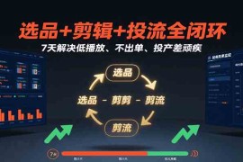 选品 剪辑 投流全闭环，7天解决低播放、不出单、投产差顽疾