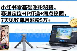 （16158期）小红书零基础涨粉秘籍，赛道定位 IP打造 痛点挖掘，7天见效 单月涨粉5万 