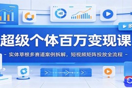 超级个体百万变现课：实体草根多赛道案例拆解，短视频矩阵投放全流程