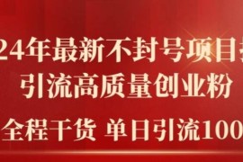 2024年最新不封号项目拆解引流高质量创业粉，全程干货单日轻松引流100 【揭秘】