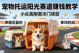 宠物托运阳光赛道賺钱教学，小众高刚需冷门项目，日均10单稳定盈利，单均利润200 