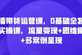 直播带货运营课，0基础全套运营实操课，流量变现 思维模型 多案例呈现