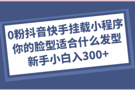 0粉抖音快手挂载小程序，你的脸型适合什么发型玩法，新手小白日入300 
