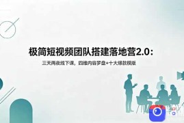 极简短视频团队搭建落地营2.0：三天两夜线下课，四维内容罗盘 十大爆款模版