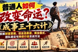 普通人如何改变命运？《成事三十六计》拆解财富思维、创业选赛道、商业模式、团队建设与持续行动实战方法