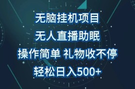 无人直播助眠项目，无脑挂机，操作简单，解放双手，礼物刷不停，轻松日入500 