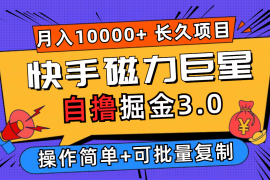 （12411期）快手磁力巨星自撸掘金3.0，长久项目，日入500 个人可批量操作轻松月入过万