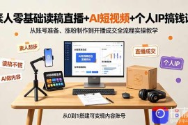 素人零基础读稿直播 AI短视频 个人IP搞钱课，从账号准备、涨粉制作到开播成交全流程实操教学