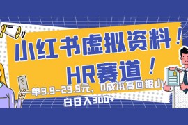 小红书虚拟 HR 资料赛道，一单 9.9-29.9 元，0 成本高回报，小白也可日入 300 