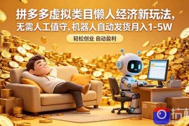 拼多多虚拟类目懒人经济新玩法，无需人工值守，机器人自动发货月入 1-5W