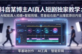 抖音某博主AI真人短剧独家教学：AI赋能真人拍摄 智能剪辑，零基础也能产出爆款原创内
