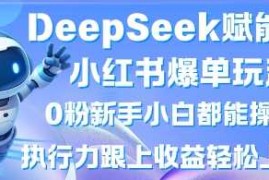 DeepSeek赋能小红书爆单玩法0粉新手小白都能操作，执行力跟上收益轻松上W，懒人勿做