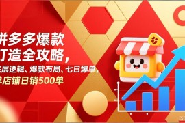 拼多多爆款打造全攻略，底层逻辑、爆款布局、七日爆单，单店铺日销500单