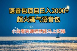 （12734期）语音包项目 日入2000  超火骚气语音包小白看完课程就能马上实操