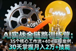 （16219期）AI实战全链路训练营：35个核心工作流 40 实操案例，30天掌握月入2万 技能