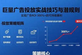 （15626期）巨量广告投放实战技巧与潜规则：实现广告ROI 300% 的可持续暴利