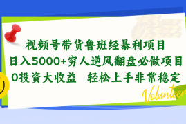 （10647期）视频号带货鲁班经暴利项目，日入5000 ，穷人逆风翻盘必做项目，0投资…