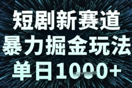 短剧新赛道，暴力掘金玩法，单日1k 【揭秘】