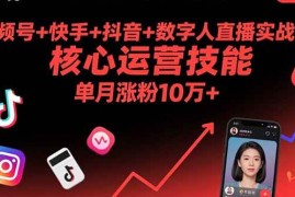 （15917期）视频号 快手 抖音 数字人直播实战课(9月)：核心运营技能，单月涨粉10万 