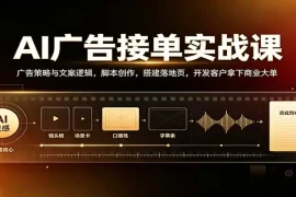 AI广告接单实战：广告策略与文案逻辑，脚本创作，搭建落地页，开发客户拿下商业大单