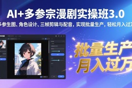 AI 多参宗漫剧实操班3.0：多参生图、角色设计、三帧剪辑与配音，实现批量生产，轻松月入过万