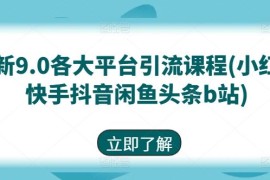 最新9.0各大平台引流课程(小红书快手抖音闲鱼头条b站)