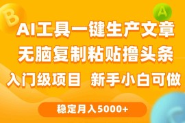 （9967期）利用AI工具无脑复制粘贴撸头条收益 每天2小时 稳定月入5000 互联网入门…